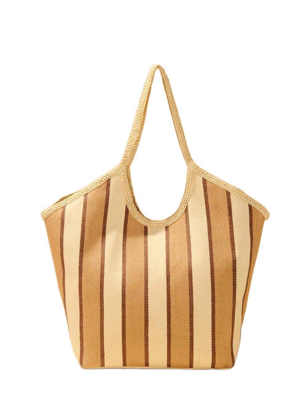 NEW SHIRALEAH women's capri woven paper straw beach tote in tan